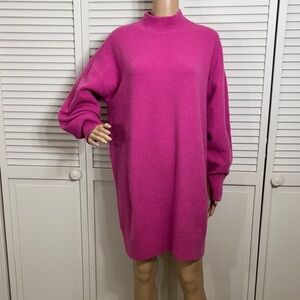 & Other Stories Mock Neck Pink Long Sleeves Knit Sweater Dress Medium